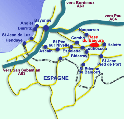 Plan accès Base de loisirs Baïgura